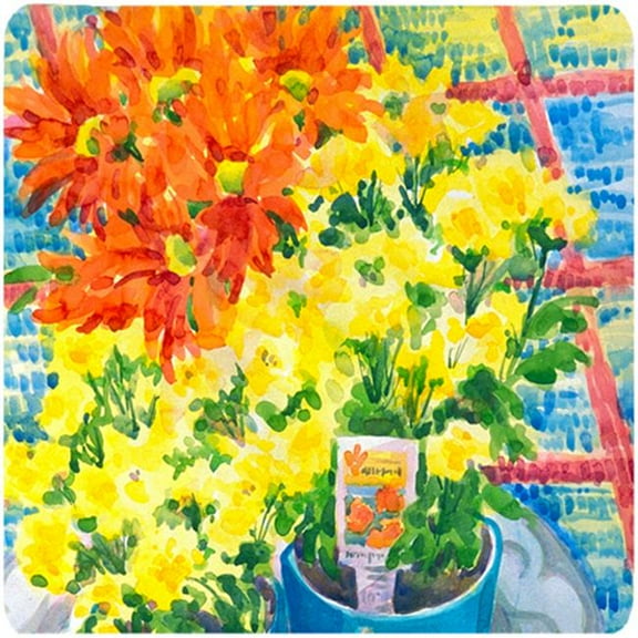 Flower - Mums Foam Coasters - Set Of 4, 3.5 x 3.5 In.