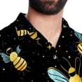 thumbnail image 5 of Starry Bees in the Sky Men's Poplin Shirt, Casual Short Sleeve Printed Button Down Summer Beach Unisex Shirts, 5 of 6