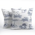 thumbnail image 2 of Navy Blue and White Toile Pillow Covers 20x20 Inch Set of 2 French Country Decor Vintage Cottage Outdoor Throw Pillow Covers Rustic Farmhouse Pillow Cases Cotton Linen Square Cushion Covers for Couch, 2 of 6