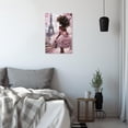 thumbnail image 5 of ZHONGYUTONG African American Wall Art Eiffel Tower Canvas Pink and Black Afro Pictures Black Woman Painting for Girl Room Decor Framed (12.00" x 18.00"), 5 of 5