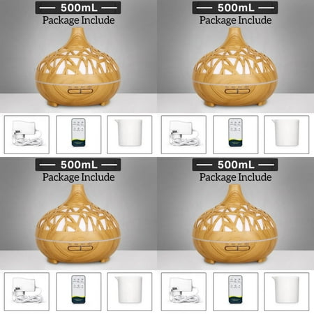 

Humidifier Aromatherapy Essential Oil Diffuser Hollow Wood Grain Remote Control Ultrasonic Air Humidifier Cool with 7 Color LED