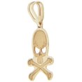 thumbnail image 2 of 14k Yellow Gold, Precision Laser Engraved Skull and Bones Pendant Charm 19mm, 2 of 5