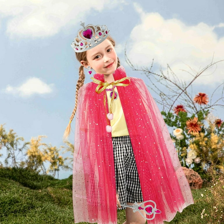 Princess Dress Up Kit for Girls Magic Clothes Accessories Jewelry Toys Pretend Play Set Age 4 8 7Pcs Pink Walmart