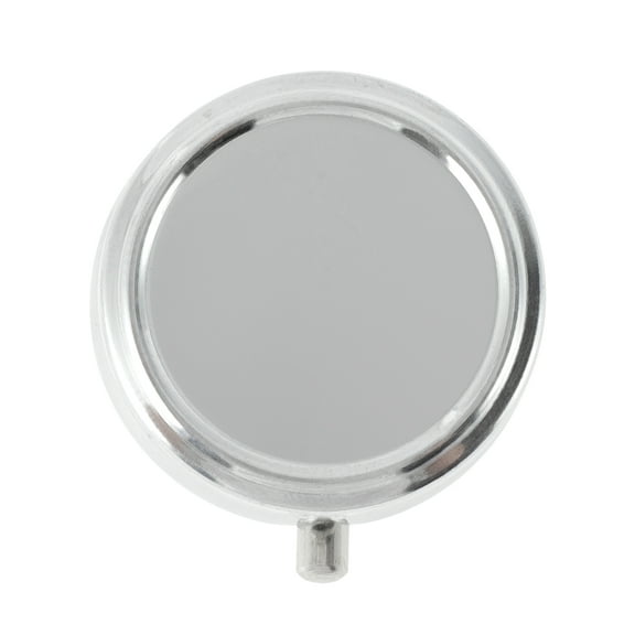 Unique Bargains 1 Pcs Round Single Compartment Pill Case Portable for travel Silver Tone