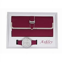 Women's Easy Reader Colorful Watch Matching with Perfect Colorful Wallet which Holds Smartphone, Credit Cards, Cash & Change Organized & Elegantly Impressive Gift Set- ST10038 Wine