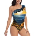 thumbnail image 3 of Goofa Elegant Sunset Sunflower Pattern Women's One Piece Swimsuits Tummy Control Bathing Suits Asymmetric One Shoulder Swimwear-Large, 3 of 6