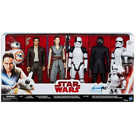 Star Wars The Last Jedi BB-8, Captain Poe Dameron, Rey, Storm Trooper Executioner, Kylo Ren, Stormtrooper Squad Leader Action Figure 6-Pack