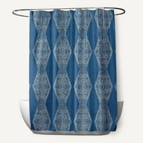 Simply Daisy 70" W x 73" H Pyramid Stripe Geometric Print Polyester Shower Curtain, Blue
