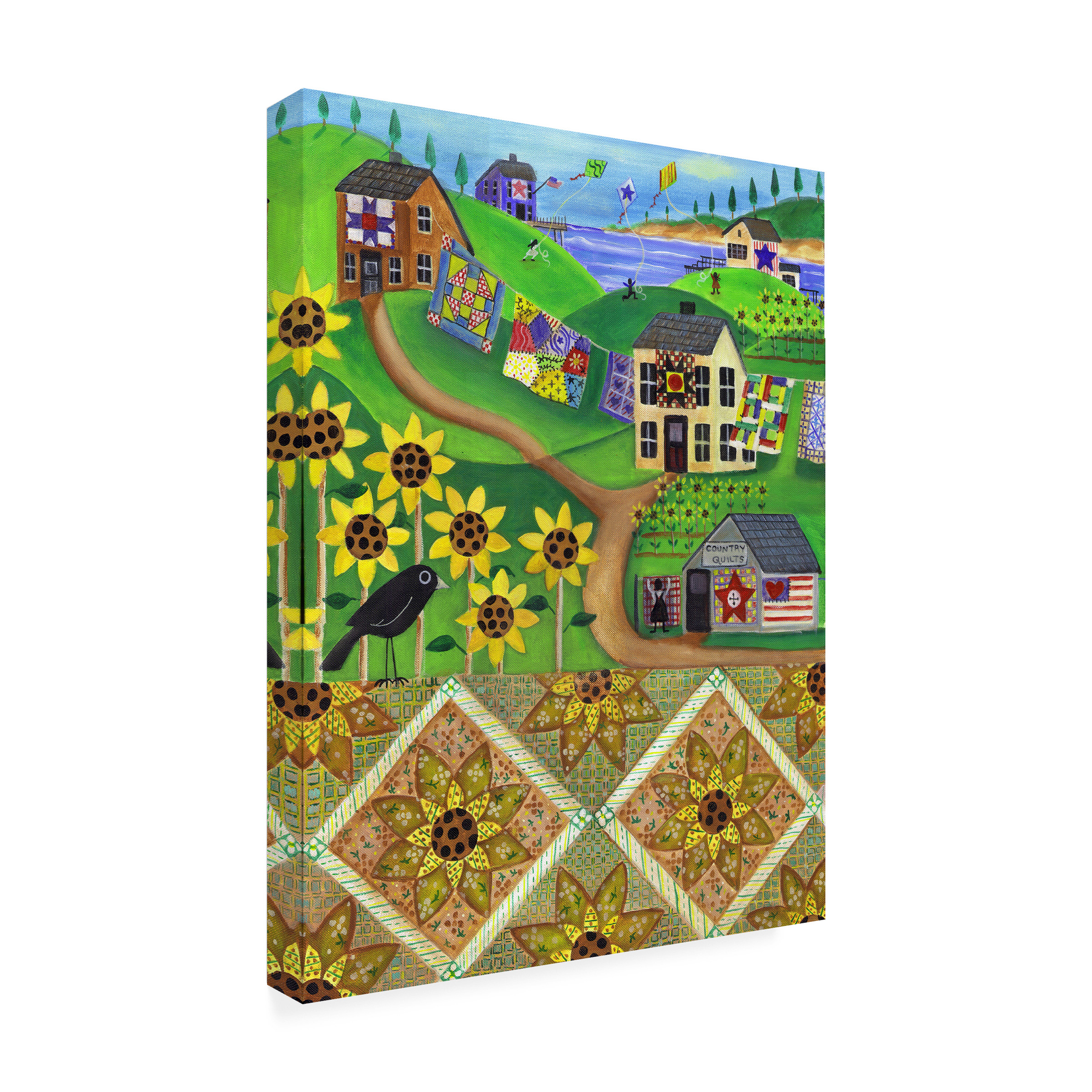Trademark Fine Art 'Sunflower Quilt Farm' Canvas Art by Cheryl Bartley