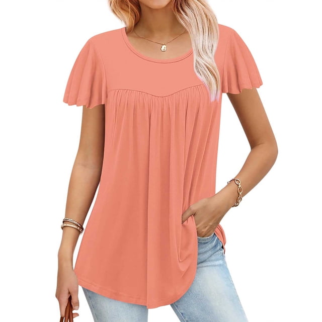 Fankiway T-Shirt Imprimé Mode pour Femmes Manches 3/4 Blouse Col Rond Hauts Décontractés Manches Courtes Hauts pour Femmes Liquidation Chemises pour Femmes Manches Courtes