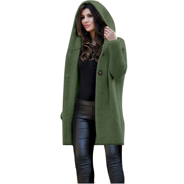 DPTALR Cardigan Long Ample Uni à Manches Longues pour Femmes avec Capuchon, Vêtement d'Extérieur