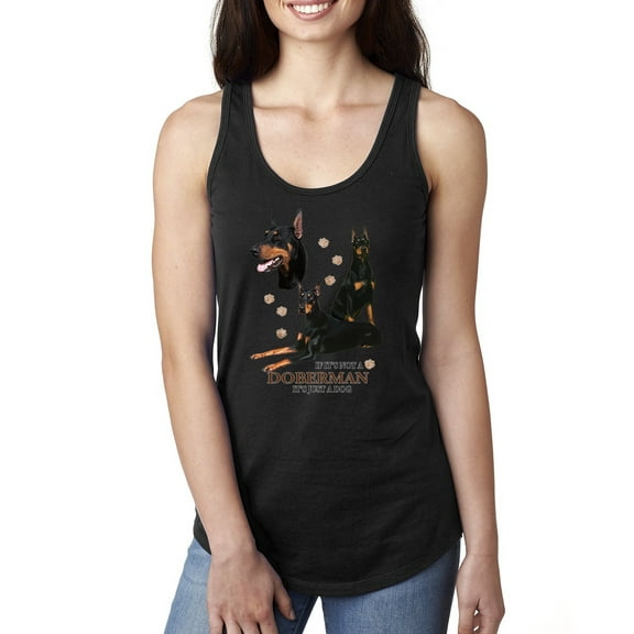 If It's Not a Doberman It's Just a Dog Gift | Womens Dog Lover Jersey Racerback Tank Top, Black, Small