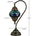 thumbnail image 2 of SILVERFEVER Turkish Moroccan Mosaic Table Lamp - Handmade Swan Neck Tiffany Glass Table Bedside Lamps w Bronze Base14.5 LED Bulb Included Blue Firebird Tail, 2 of 7