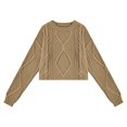 thumbnail image 3 of Women'S Oversized Fall Sweaters Casual Long Sleeve Crewneck Chunky Cable Knit Pullover Tops Winter Clothes Khaki S, 3 of 8