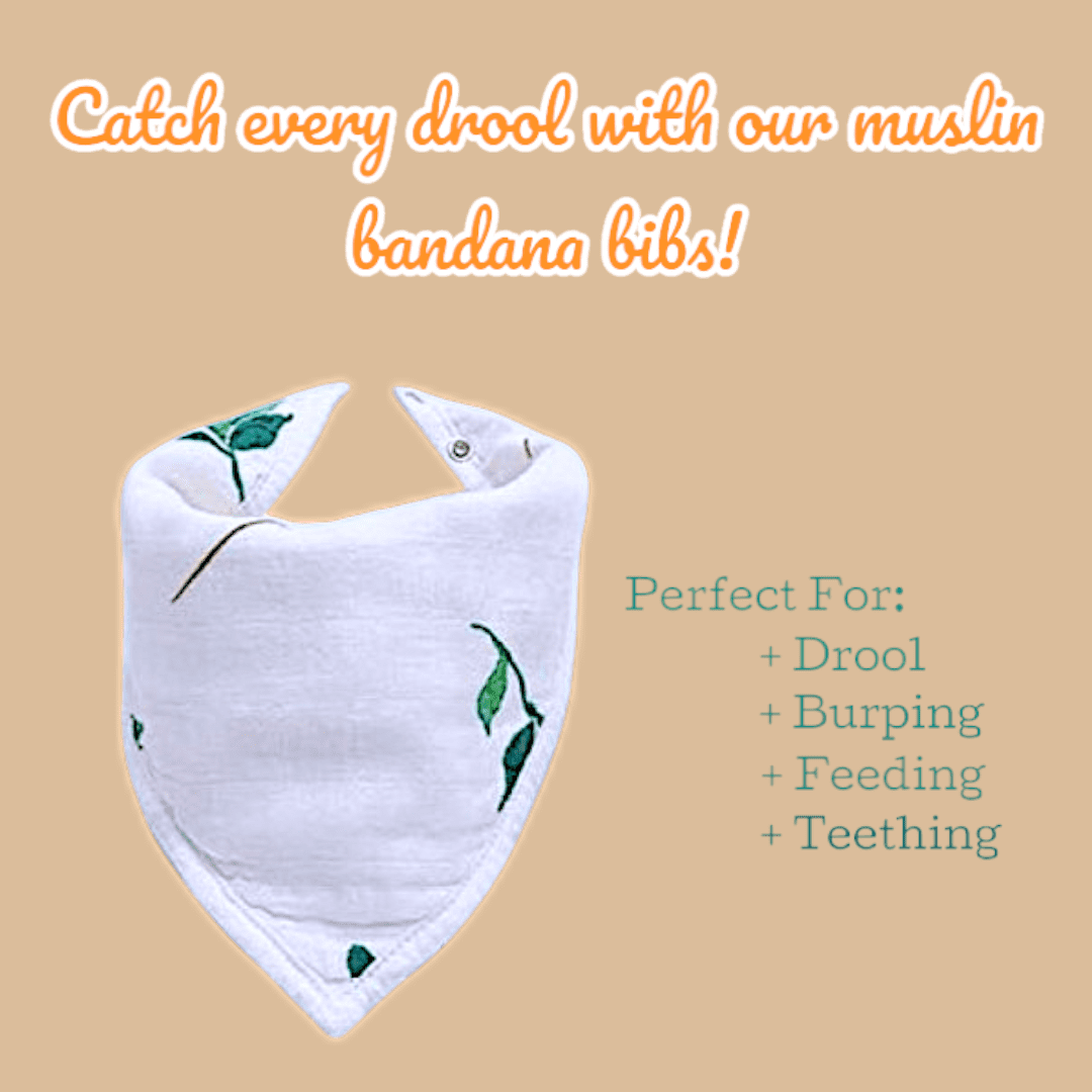 ZandH Global Leaf Baby Bamboo Cotton Muslin Swaddle Blanket, Bib, Burp Cloth, Bandana Bib Set. Soft, Lightweight and Breathable. Swaddle, Nursing Cover, Playmat and Stroller Cover