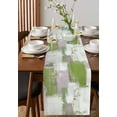 thumbnail image 4 of Sage Green Table Runner 72 Inches, Modern Geometric Grey Oil Painting Abstract Bed Runner Dresser Scarves Tabletop for Indoor Outdoor Parties/Ceremony/Banquet, 18" x 72", 4 of 8