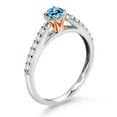 thumbnail image 3 of Gem Stone King 10K White and Rose Gold Swiss Blue Topaz and White Lab Grown Diamond Engagement Ring for Women (0.38 Cttw, Gemstone November Birthstone, Round 3.5MM, Size 7), 3 of 4