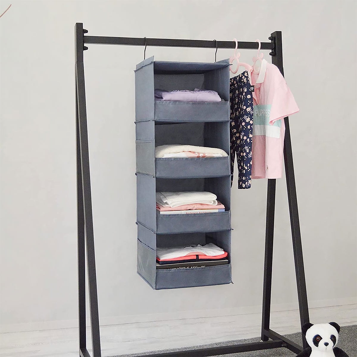 Retrok 4Shelf Hanging Closet Organizer Collapsible Hanging Wardrobe