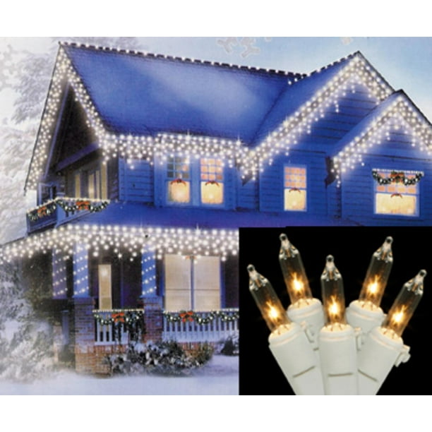 Set of 100 Clear Icicle Christmas Lights - White Wire - Walmart.com ...