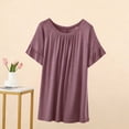 thumbnail image 5 of ClodeEU Women's Modal Crew Neck Ruffle Trim Short Sleeve T-Shirt,Loose Solid Color Casual Summer Top Silver,Women's Plus XXL, 5 of 5