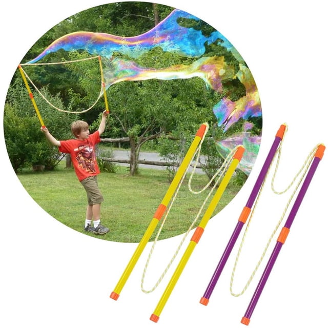 Burbuja gigante, burbuja grande, varita de burbujas, burbujas de jabón, varita de burbujas para niños, juguete de burbujas para niños, juego al aire libre, fiesta de verano, 2 pares ShuxiuWang 8390605892349