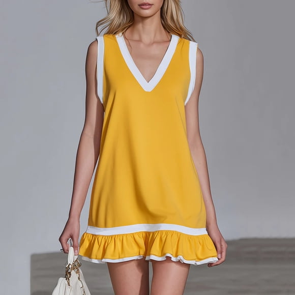 Heisall Tennis Dress for Women Athletic Striped Knitted Sweater Tank Mini Active Casual Club Golf Dresses 2026 Trendy