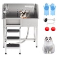 thumbnail image 2 of EDTara Dog Grooming Tub 34 Inch, Stainless Steel Bathing Station With Sliding Door and Stairs, Complete With Faucet and Rich Accessory Kit, Fits Medium and Small Pets for Home Washing, 2 of 7
