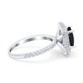 thumbnail image 2 of Halo Art Deco Cushion Cut Ring Black CZ 925 Sterling Silver Size 6, 2 of 6