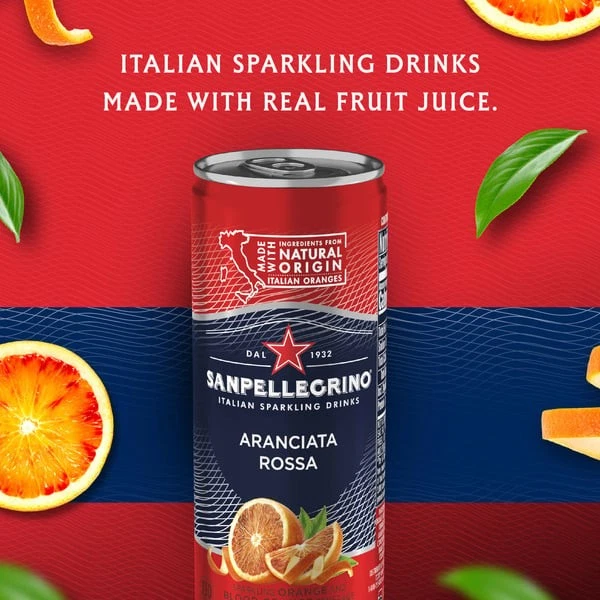 Sanpellegrino Italian Sparkling Drink, Aranciata Rossa, 11.15 fl oz, 12 Cans
