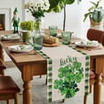 thumbnail image 4 of St. Patrick's Table Runner 13 x 48 Inch, Day Lucky in Love Clover Green Plaid Retro Linen Washable Cotton Linen Dining Table Runner Tabletop Decorations for Restaurant Home Kitchen Party, 4 of 9