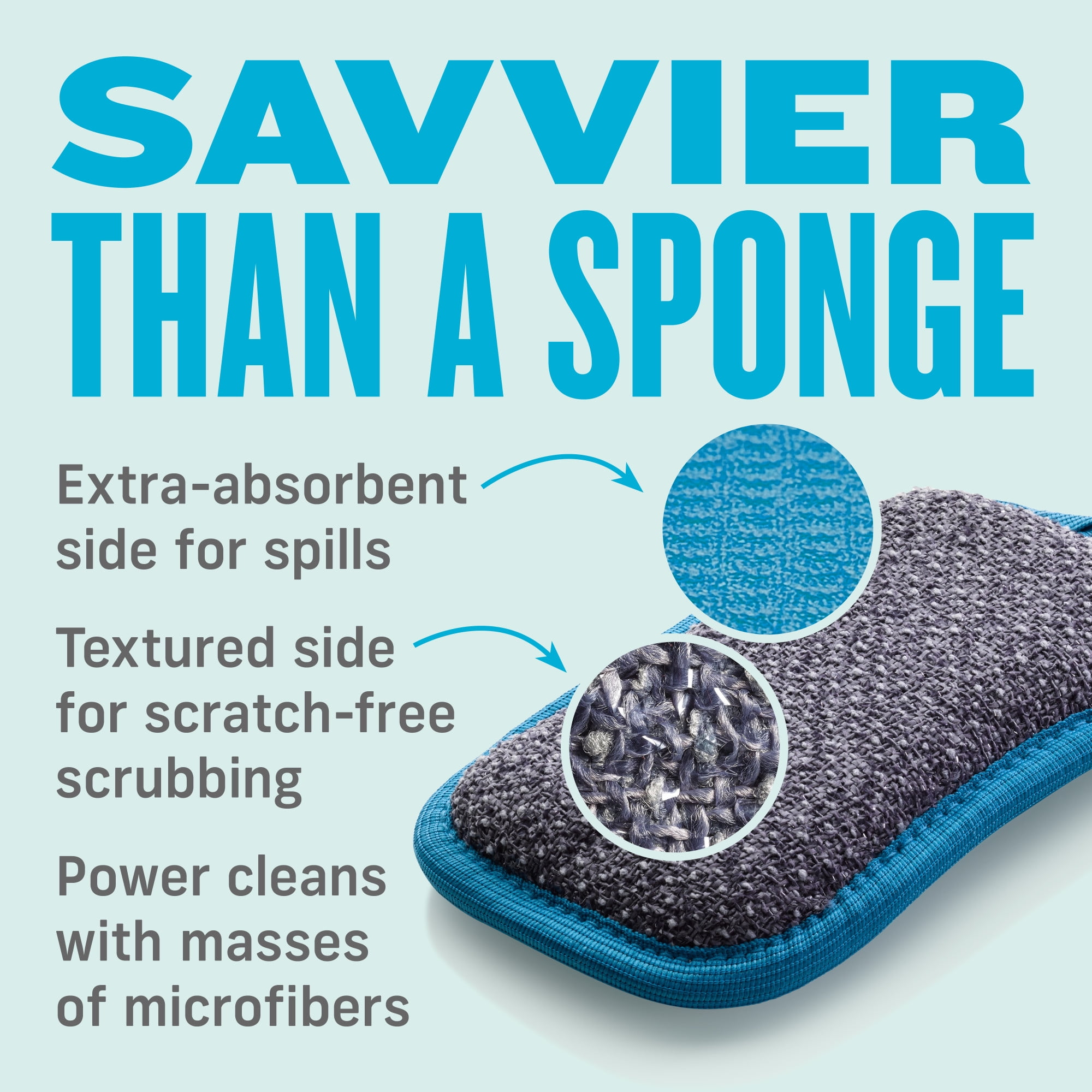 EE-Cloth Washing Up Pad, Premium Microfiber Non-scratch Kitchen Dish Scrubber Sponge, Ideal for Dish, Sink and Countertop Cleaning, 100 Wash Guarantee, Blue, 4 Pack