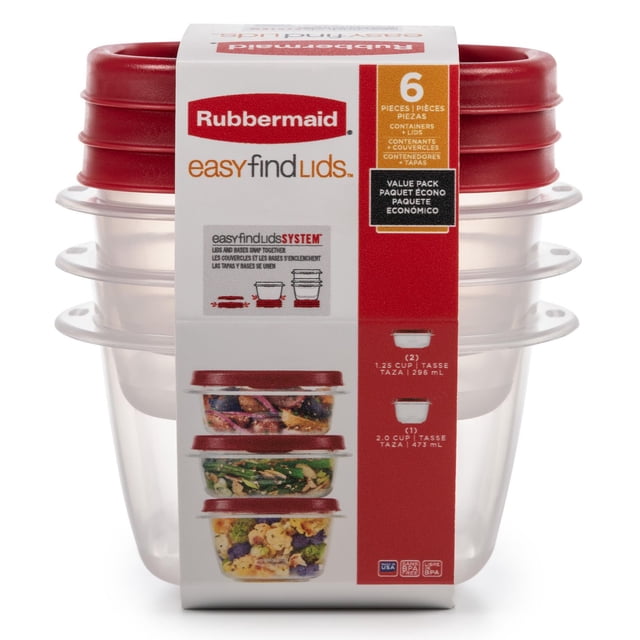 Set 3x Recipientes P/ Alimentos Rubbermaid Tuper Plástico Rubbermaid Easy Find Lids