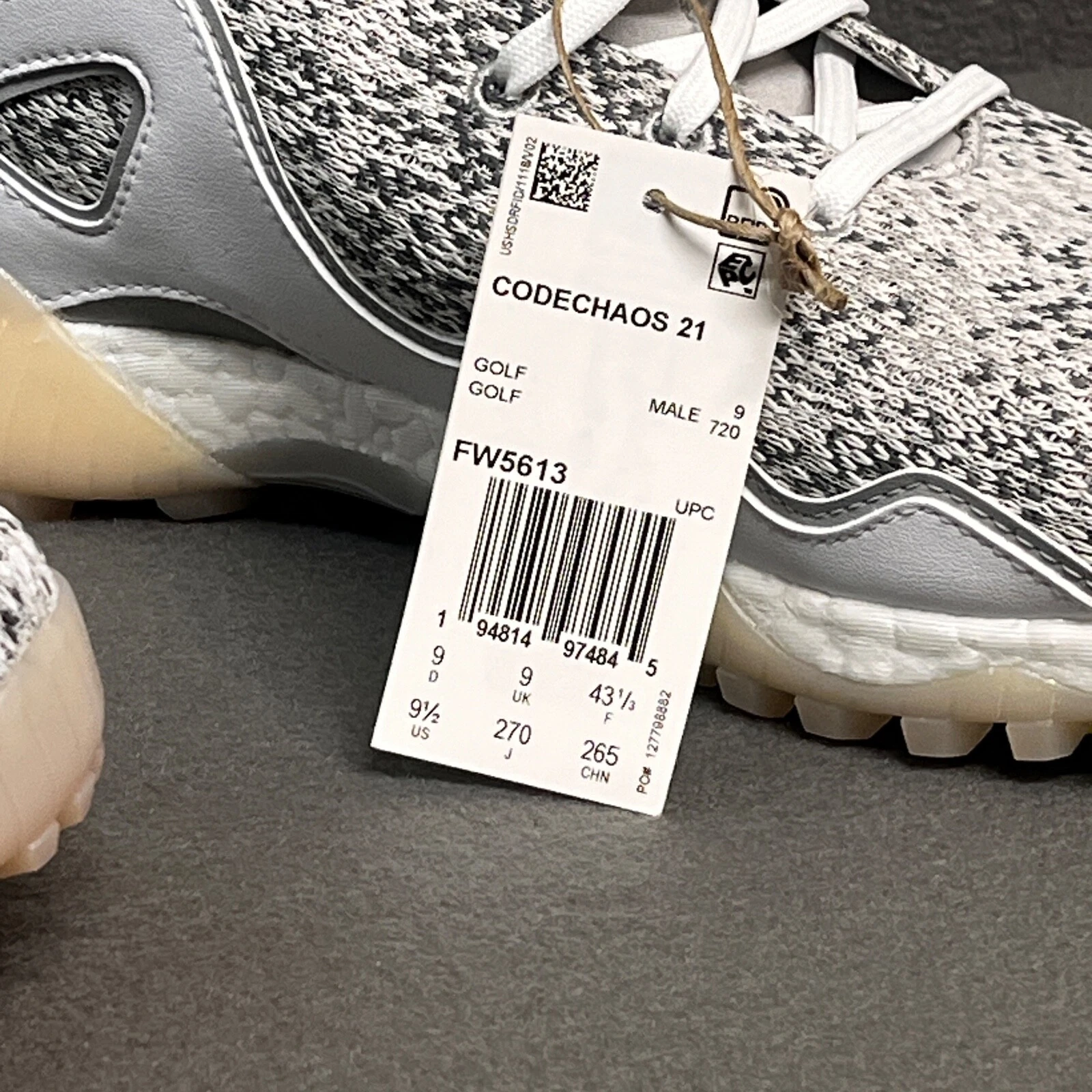 Adidas CodeChaos 21 Boost $150 Golf Shoes Spikeless Gray  display picture 1