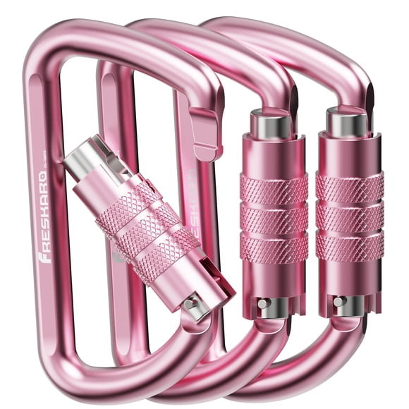 Ganchos Mosquetón FresKaro con Cierre Automático Rosado de 3 Pulgadas, Paquete de 3