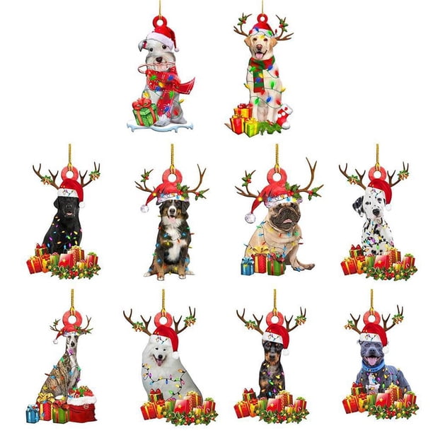 Colgante de perro de Navidad Toystoory Letrero de Decoración Regalo de Navidad para Vecinos Amigos HA040830-02