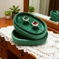 thumbnail image 2 of TAIMY Oval Velvet Ring Box - Portable Travel & Wedding Jewelry Case, Elegant Bridesmaid Gift, Business Accessory  (Emerald Green), 2 of 6