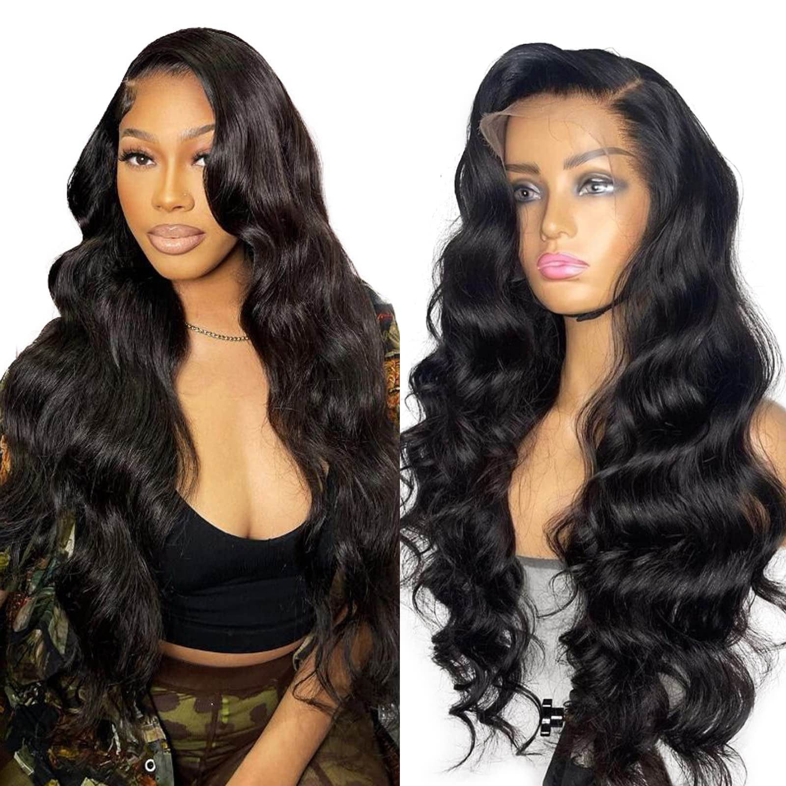 Alipop 360 Lace Front wigs Human Hair Pre Plucked,18 Inch 360 Full