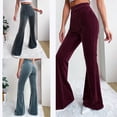 thumbnail image 4 of Women's High Waist Corduroy Flared Pants Trendy Soft Comfortable Pants Warm Winter Trousers for Fashion Looks, 4 of 8