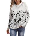 thumbnail image 3 of Camiseta de manga larga para mujer Casa de los Tesoros con cuello redondo Sudadera casual 2023 Otoño Invierno Estampado floral, 3 of 5