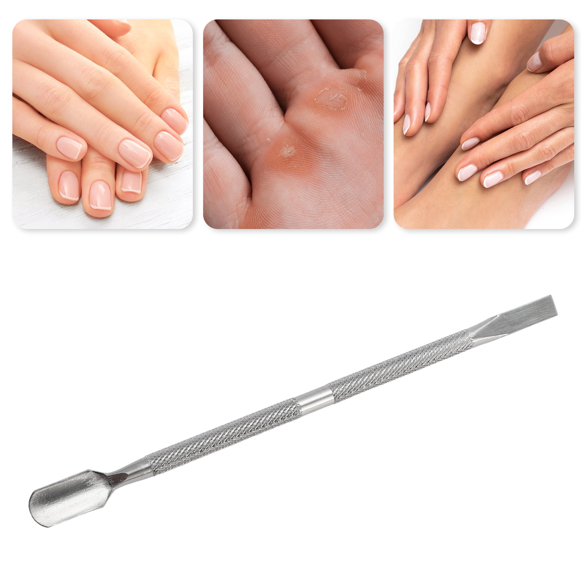 Unique Bargains Multi-function Double-side Cuticle Pusher 5" Length Silver Tone 1 Pc