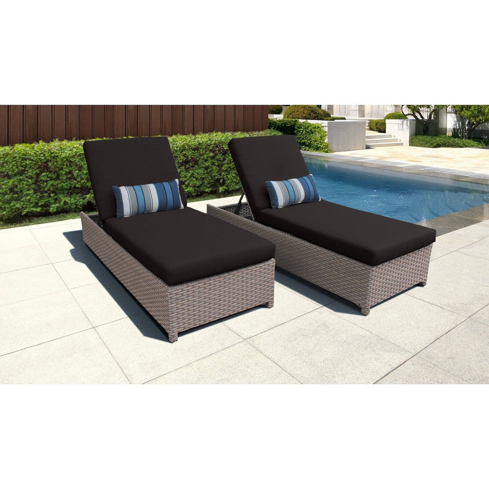 TK Classics Monterey Wheeled Wicker Outdoor Chaise Lounge Chair - Set of 2 - image 5 of 11