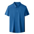 thumbnail image 3 of Men's Business Casual Tee Shirt Solid Color Short Sleeve Button Down Wear Smooth Comfortable Top, 3 of 5