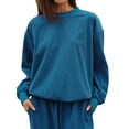 thumbnail image 3 of Biekopu Women Pajam Set 2 Pieces Loungewear Suits Solid Color Crew Neck Long Sleeve Sweatshirts Tops and Pants Sleepwear Outfits, 3 of 5