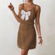 thumbnail image 5 of Mujeres Playa Humo, Nuevo Color Sólido Cuello en V Arco Corte Cubrir para el Desgaste Casual Y de Vacaciones, Vestido Ligero Estiramiento Túnica, 5 of 8
