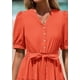 thumbnail image 5 of Vestido midi PRETTYGARDEN 2025 con cuello en V y manga corta con bolsillos, 5 of 9