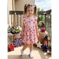 thumbnail image 6 of BemeyourBBs Toddler Baby Girls 4th of July Dress Outfit Patriot Independent Day Dress Summer Clothes Fly Sleeve American Flag Bow Print Casual Holiday Dress Baby Girls Fourth of July Clothes, 6 of 9