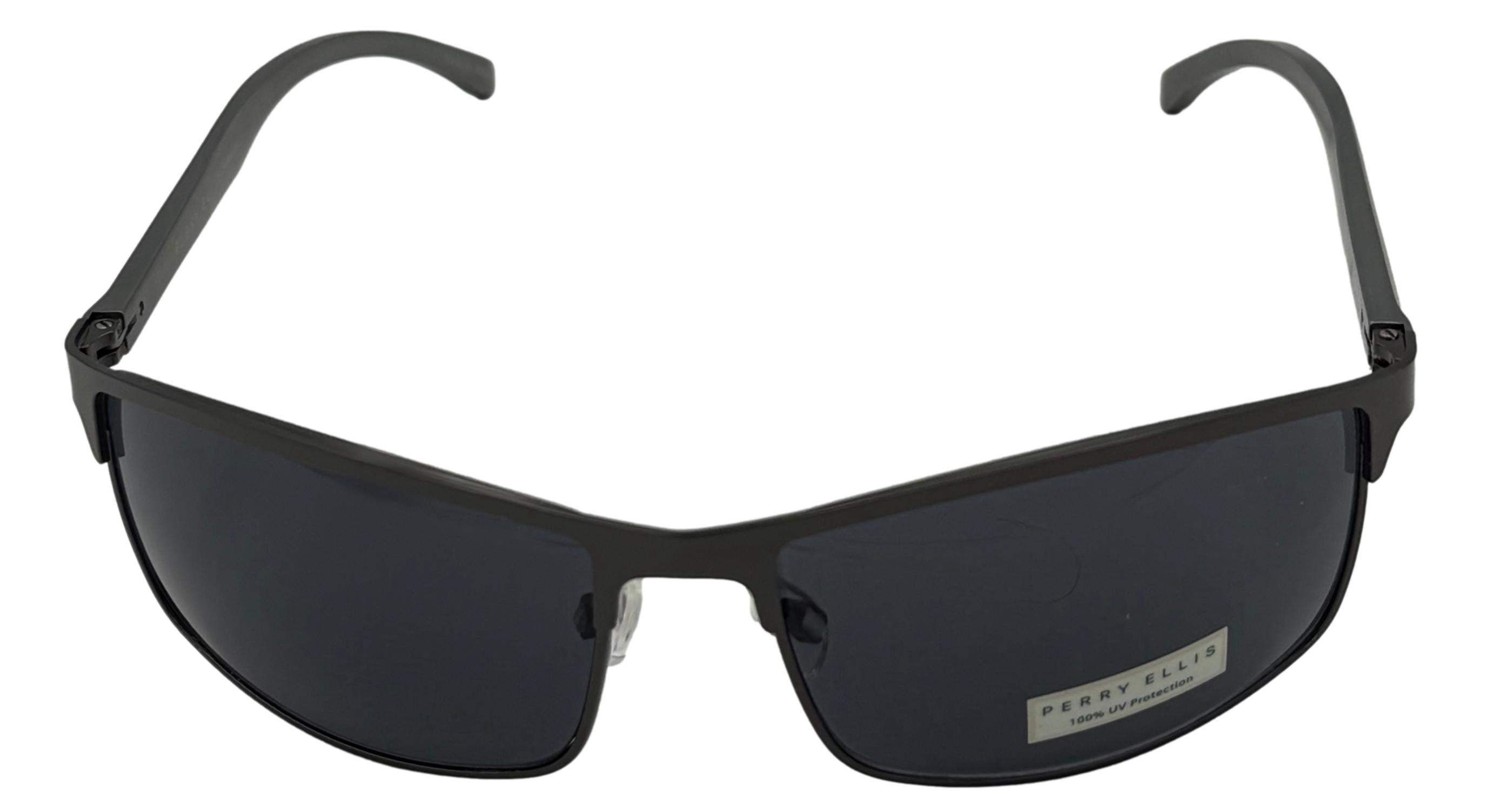 Perry Ellis Metal Men's Rectangle Sunglasses, Gunmetal, Smoke Lens PE75. 2
