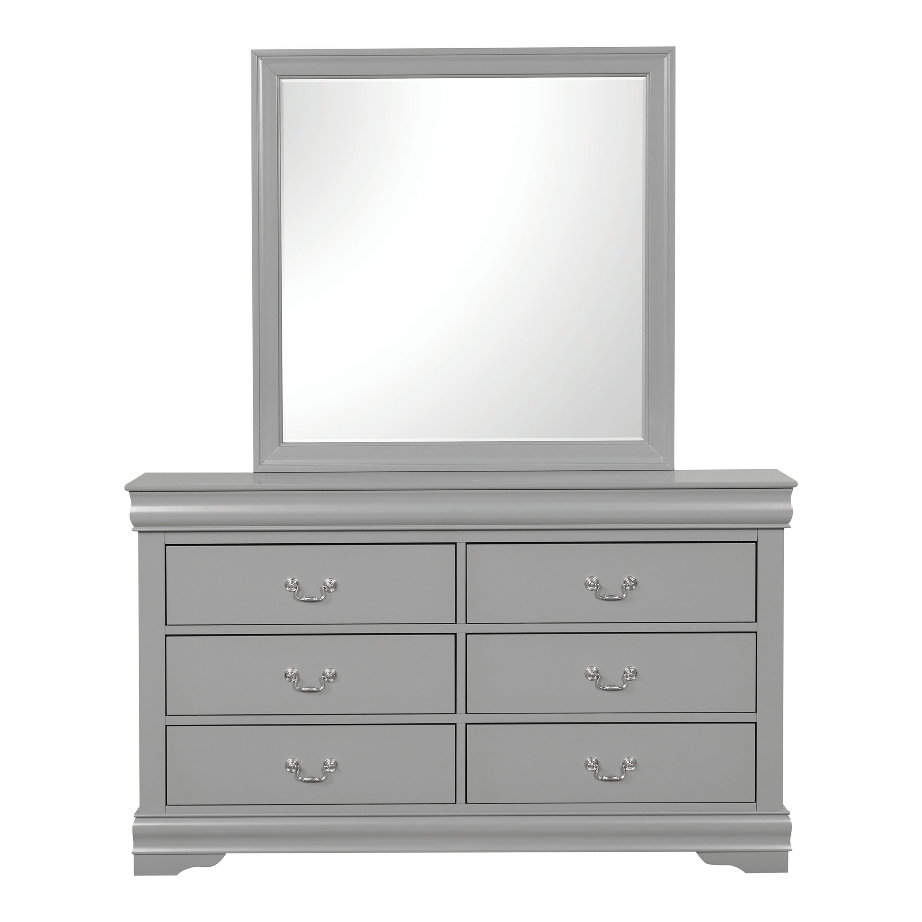 Furniture of America Vrai Modern 6-Drawer Dresser with Mirror, Gray