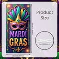thumbnail image 2 of Colorful Feather Mardi Gras Banner Gold Fleur-de-lis Carnival Display Purple Mask Green Feather Masquerade Backdrop for Carnival Party Mardi Gras Celebration Festival Decoration, 2 of 9