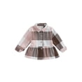 thumbnail image 1 of xiaxaixu Kid Girl Long Sleeve Shirt Coat, Plaid Print Lapel Button Closure Fall Spring A-Line Tops, 1 of 9